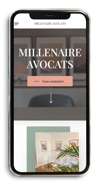 Version mobile du site internet d’un cabinet d’avocats affichée sur un smartphone